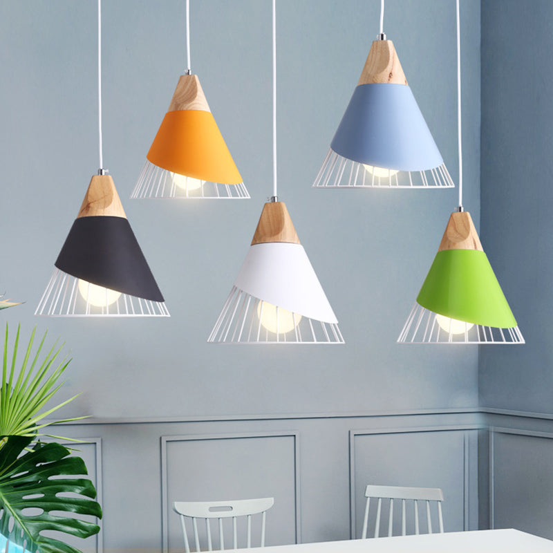 1-Licht Drahtkäfig Pendelleuchte Nordic Macarons Stil Metall Wohnzimmer Hängelampe