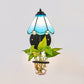 Frendorf | 1 Köpfe Wandmontierte Lampe Tiffany Blume Blau/Weiß Glas Wandleuchte mit Pflanzen Dekoration