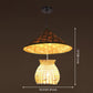 Asiatisch inspirierte Bauernhut-Anhänger aus Bambusgewebe 1 Kopf Diner Deckenlampe aus Holz