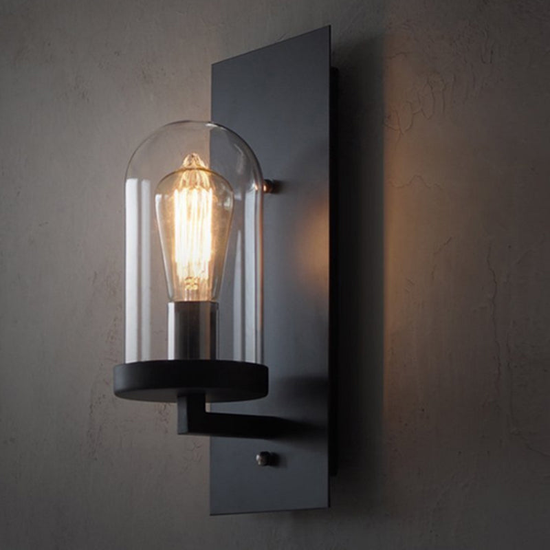 Frendorf | Industriële metalen wandlamp 1-kops barlamp met glazen kap voor slaapkamer woonkamer