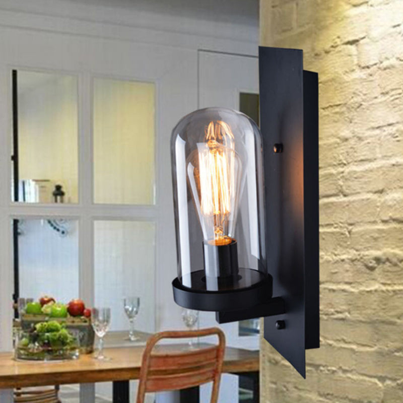 Frendorf | Industriële metalen wandlamp 1-kops barlamp met glazen kap voor slaapkamer woonkamer