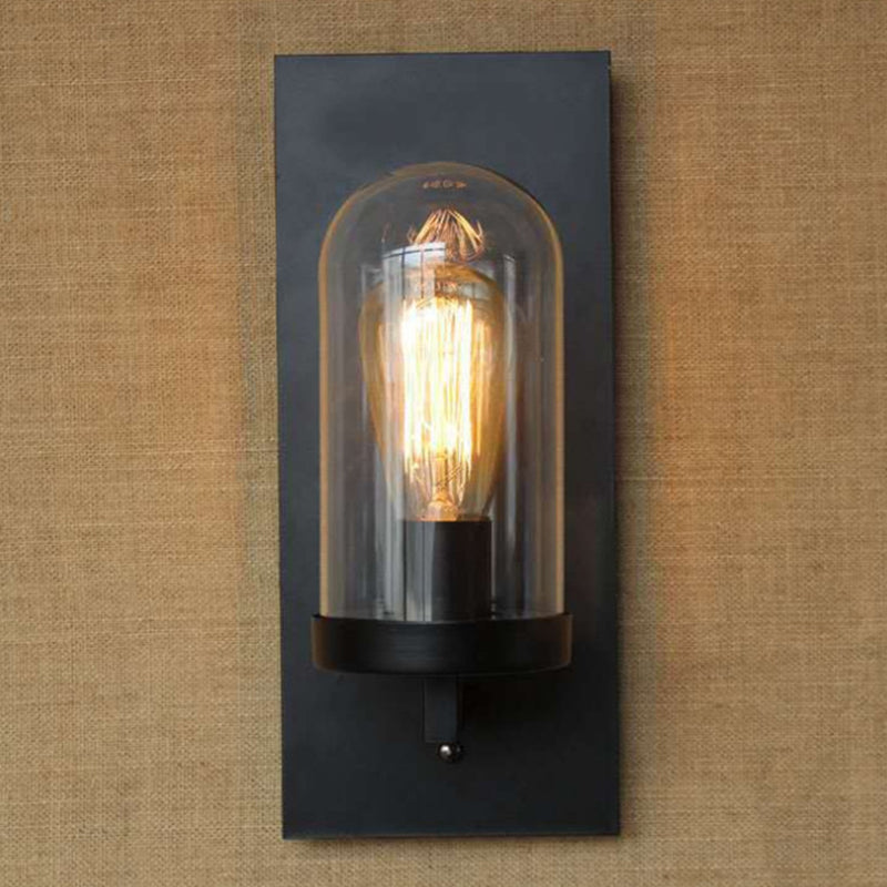 Frendorf | Industriële metalen wandlamp 1-kops barlamp met glazen kap voor slaapkamer woonkamer