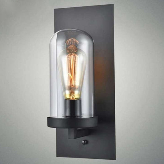 Frendorf | Industriële metalen wandlamp 1-kops barlamp met glazen kap voor slaapkamer woonkamer