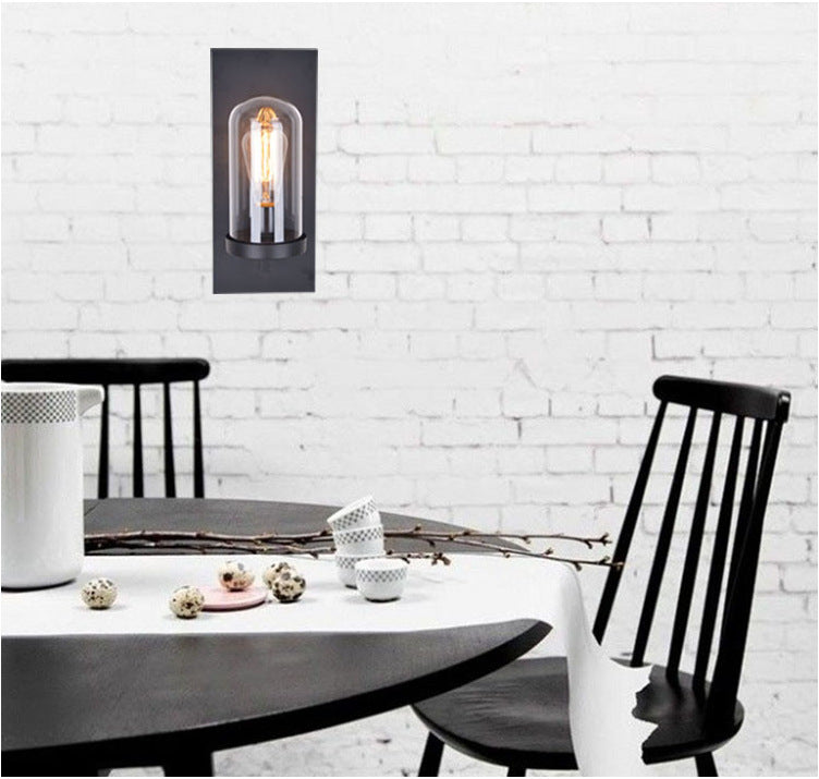 Frendorf | Industriële metalen wandlamp 1-kops barlamp met glazen kap voor slaapkamer woonkamer