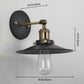 Frendorf | Vintage Industrial Style Wandleuchte Einzellicht mit flachem runden, ausgestellten Metallschirm für die Bar