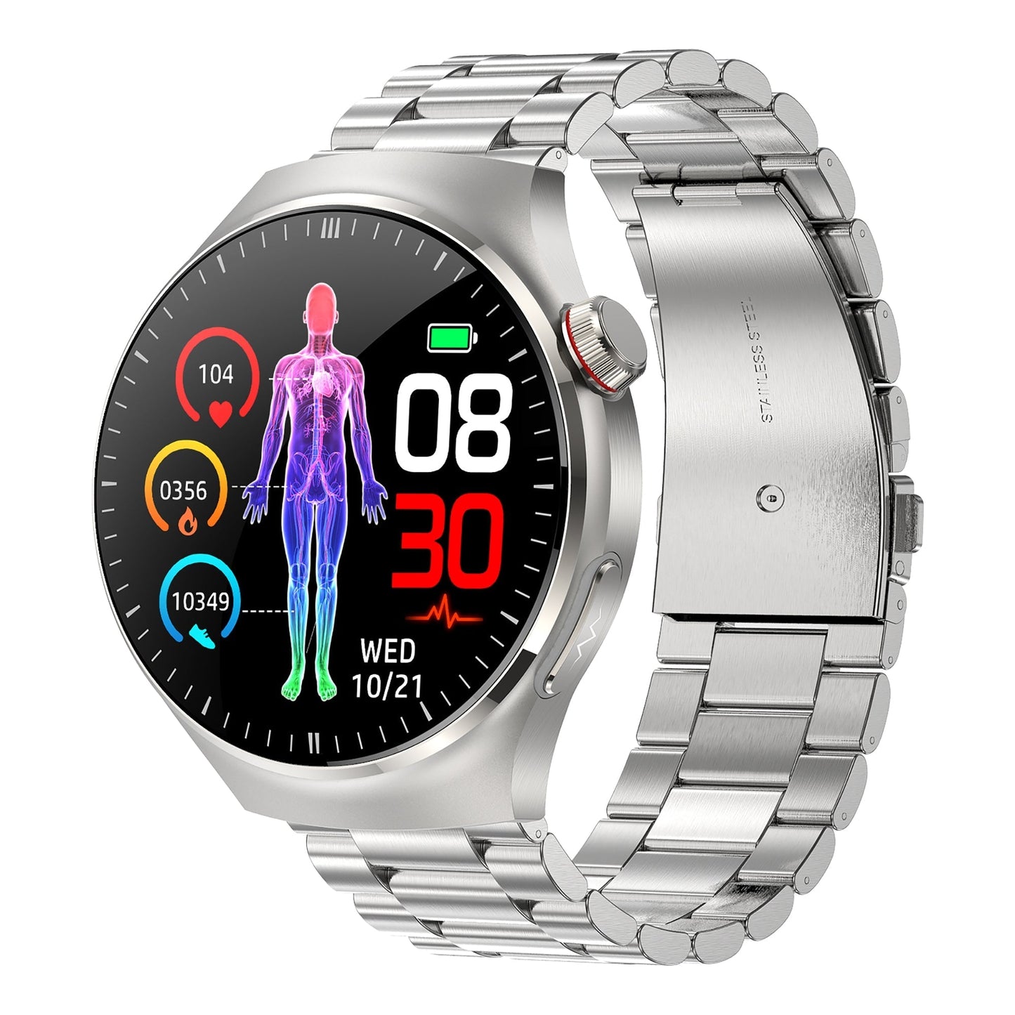 Frendorf | KH26 Ein-Klick-Mikro-Untersuchung von Fünf Organen Gesundheitsüberwachung Blutglukose Blutlipide Harnsäure Blutdruck Blutsauerstoff SOS Smartwatch