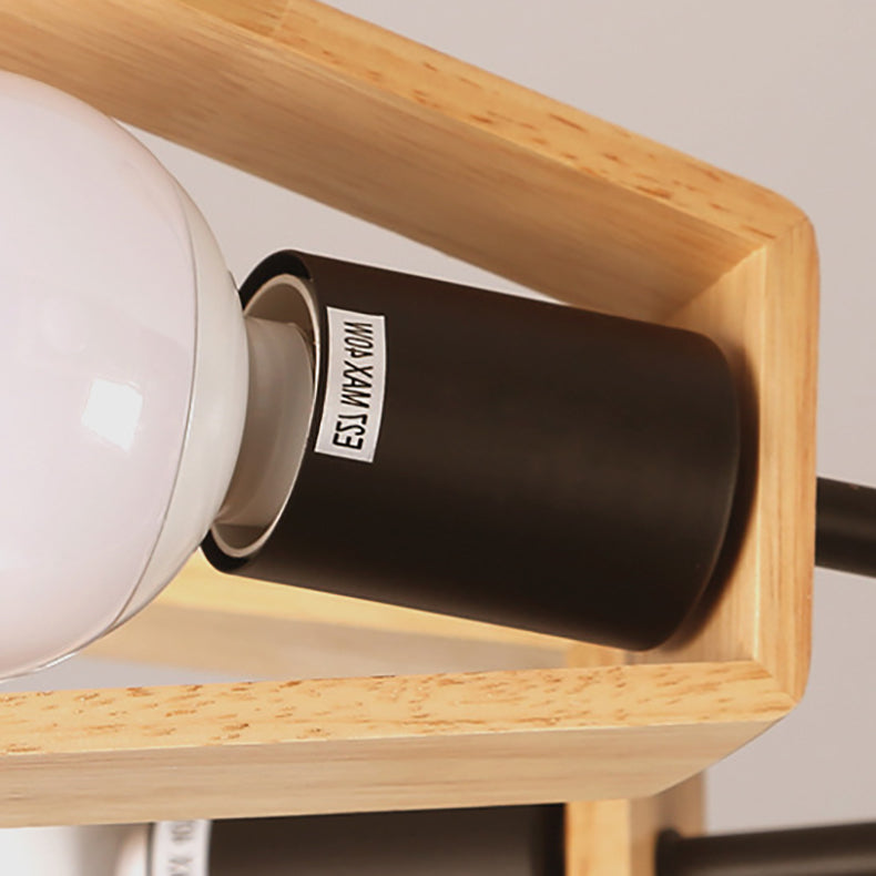 Zeitgenössischer skandinavischer Windmühlen-Eisenholz 3/5/6/8 Licht Kronleuchter für das Wohnzimmer