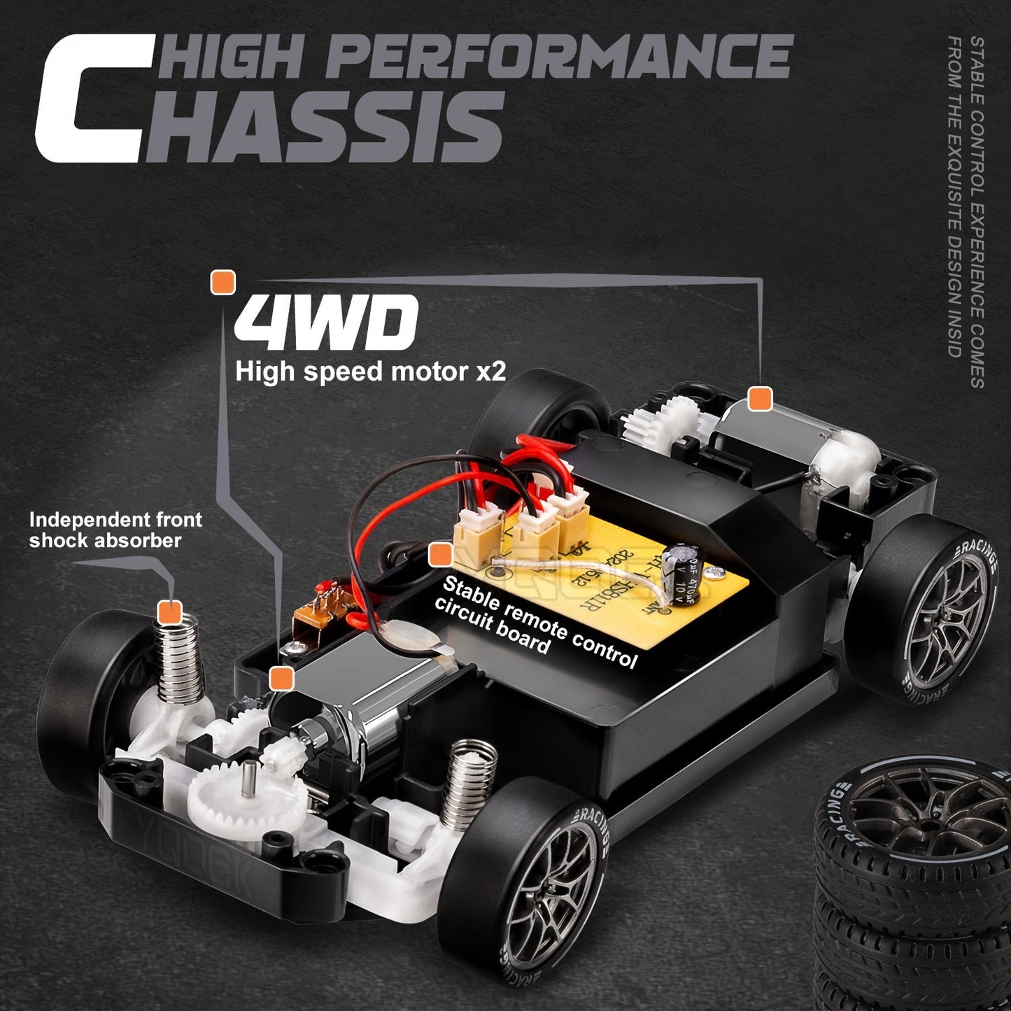 Frendorf | 1:24 RC Drift Auto | 4WD, LED-Räder & USB wiederaufladbar für Innen- und Außenrennen Spaß