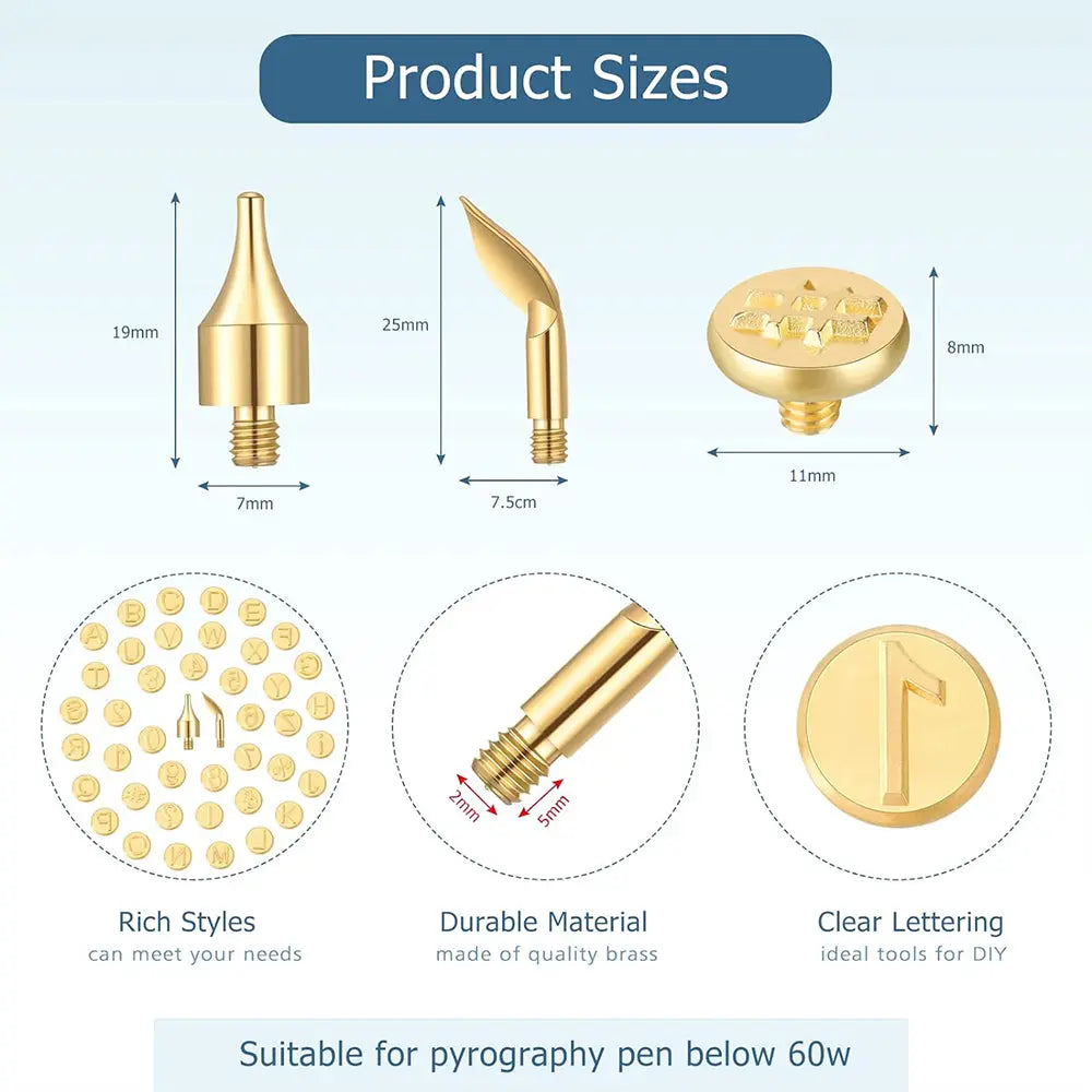 Frendorf | 26/58-teiliges Buchstaben-Kupferpräge-Set für DIY-Holz- und Ledergravur