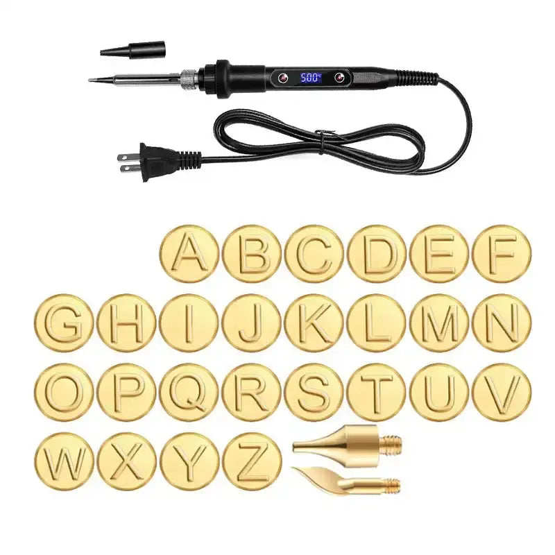 Frendorf | 26/58-teiliges Buchstaben-Kupferpräge-Set für DIY-Holz- und Ledergravur