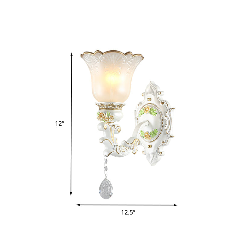 Frendorf | Opal Glass Flower Wandlamp Licht Traditioneel 1/2 Lichten Woonkamer Wandlamp Fitting in Wit