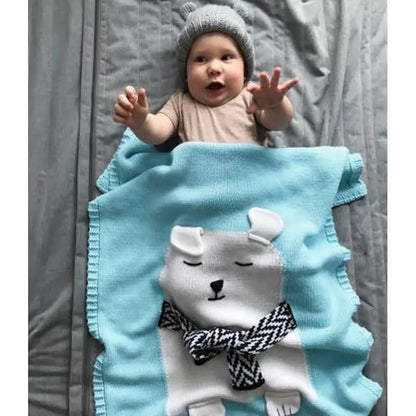 Frendorf | Baby Strickdecke mit Tiermotiv – Kuscheldecke mit 3D-Design für Kinder