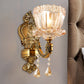 Frendorf | Amber Glass Flower Wandlicht Modern 1/2 Köpfe Messing Wandleuchte mit K9 Kristall Tropfen
