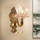 Frendorf | Amber Glass Flower Wandlicht Modern 1/2 Köpfe Messing Wandleuchte mit K9 Kristall Tropfen