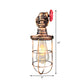 Frendorf | Draadframe gang wandlamp ijzer 1 hoofd boerenwandverlichting met rode klepontwerp in antiek brons/zwart