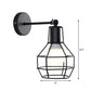 Frendorf | Globe Schlafzimmer Wandleuchte Lampe Metall 1 Kopf Industrie Stil drehbare Wandlampe mit Drahtschutz in Schwarz