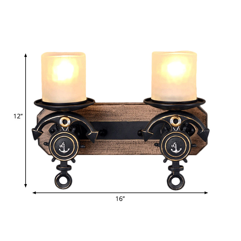 Frendorf | Kandelaar Wandlamp Landelijke Stijl Opal Glas 1/2-Lamp Zwart en Goud Wandarmatuur met Resin Anker Ontwerp