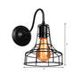 Frendorf | Metalen Schuurwandlamp Wandlamp Industrieel Stijl 1 Lamp Zwart Wandgemonteerde Lamp met Draadframe en Zwanenhalsarm