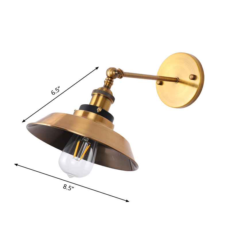 Frendorf | Rotatable Barn/Kegel Shade Wandlamp Industriele Stijl Metaal 1 Kop Wandverlichting Fixture in Messing voor Keuken
