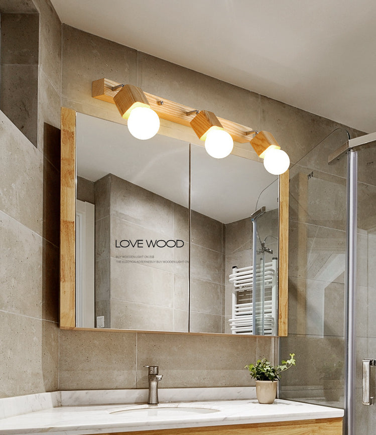 Frendorf | Moderne Holzkosmetikspiegel Licht Verstellbare Wandarm Badezimmer Kosmetik Wandleuchten
