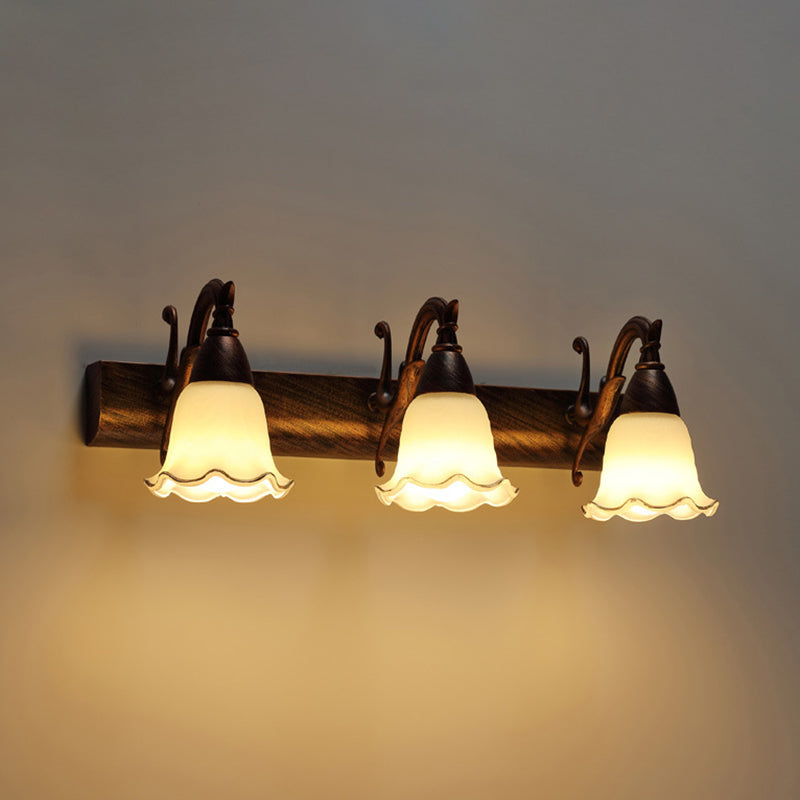 2 Lichter Badezimmer Lichtarmatur Amerikanisch wasserdichtes Licht über Spiegel in weißem Glasschirm