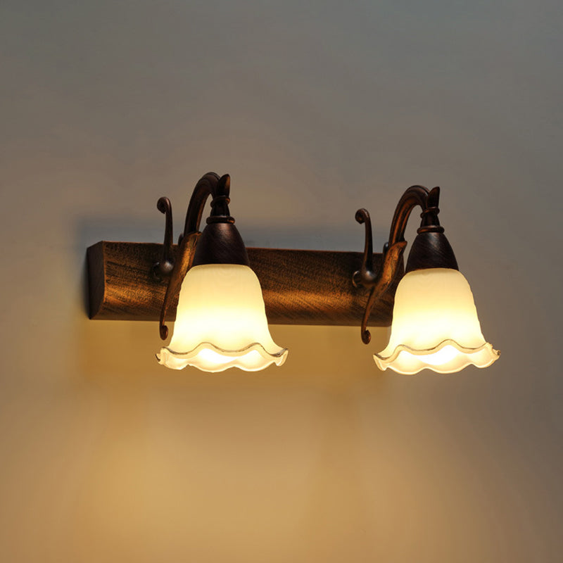 2 Lichter Badezimmer Lichtarmatur Amerikanisch wasserdichtes Licht über Spiegel in weißem Glasschirm