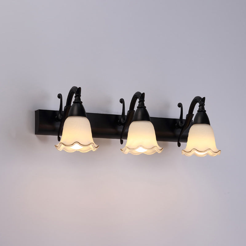 2 Lichter Badezimmer Lichtarmatur Amerikanisch wasserdichtes Licht über Spiegel in weißem Glasschirm