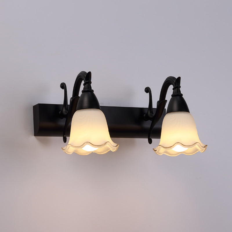 2 Lichter Badezimmer Lichtarmatur Amerikanisch wasserdichtes Licht über Spiegel in weißem Glasschirm