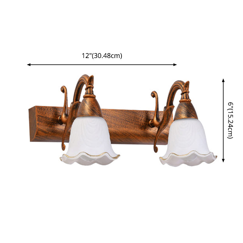 2 Lichter Badezimmer Lichtarmatur Amerikanisch wasserdichtes Licht über Spiegel in weißem Glasschirm