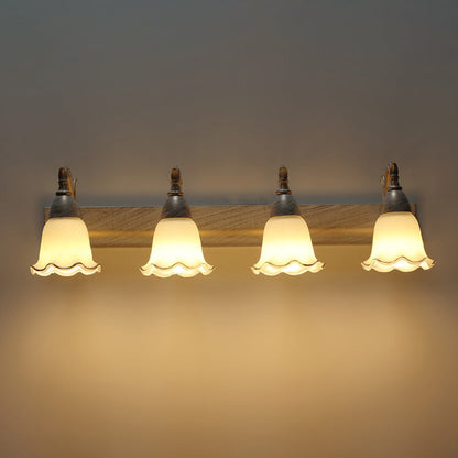 2 Lichter Badezimmer Lichtarmatur Amerikanisch wasserdichtes Licht über Spiegel in weißem Glasschirm
