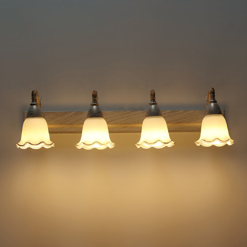 Frendorf | 2 Lichten Badkamerverlichting Amerikaanse Waterdichte Lamp boven Spiegel in Witte Glazen Kap
