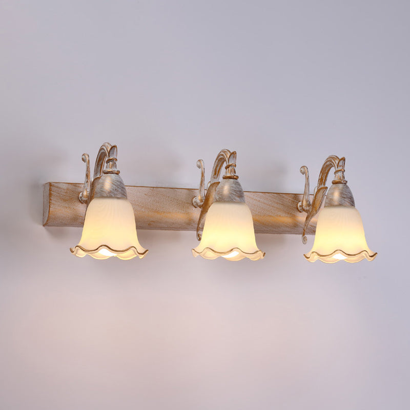 2 Lichter Badezimmer Lichtarmatur Amerikanisch wasserdichtes Licht über Spiegel in weißem Glasschirm