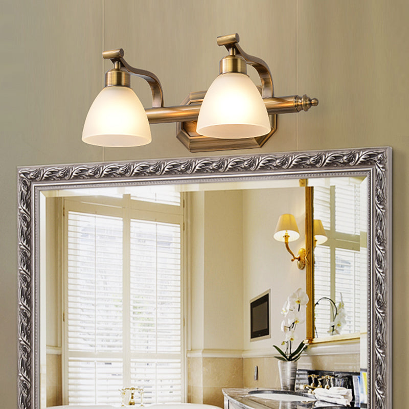 Frendorf | Amerikaanse LED Bad Vanity Verlichting Messing Badkamer Verlichting voor Makeup in Matte Glazen Schaduw