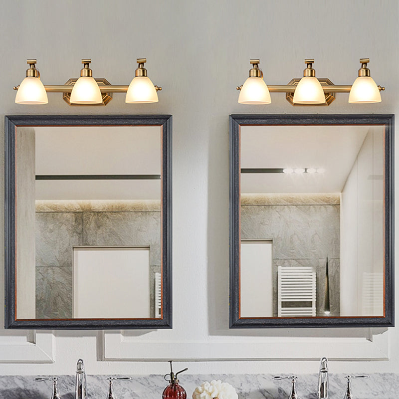 Frendorf | Amerikaanse LED Bad Vanity Verlichting Messing Badkamer Verlichting voor Makeup in Matte Glazen Schaduw