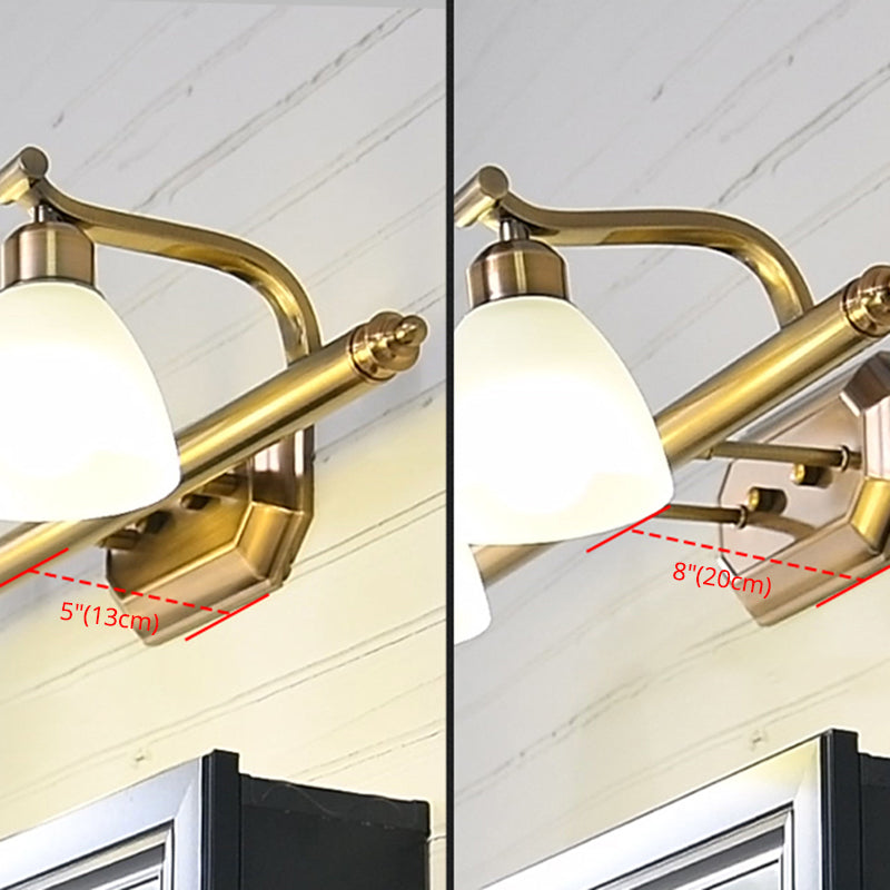 Frendorf | Amerikaanse LED Bad Vanity Verlichting Messing Badkamer Verlichting voor Makeup in Matte Glazen Schaduw