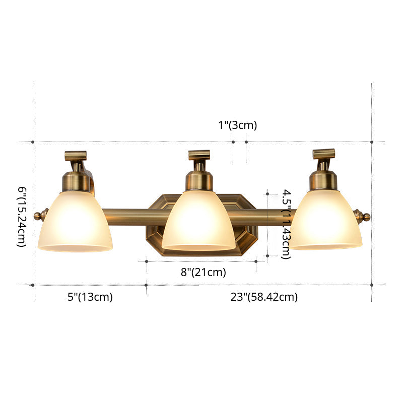 Frendorf | Amerikaanse LED Bad Vanity Verlichting Messing Badkamer Verlichting voor Makeup in Matte Glazen Schaduw