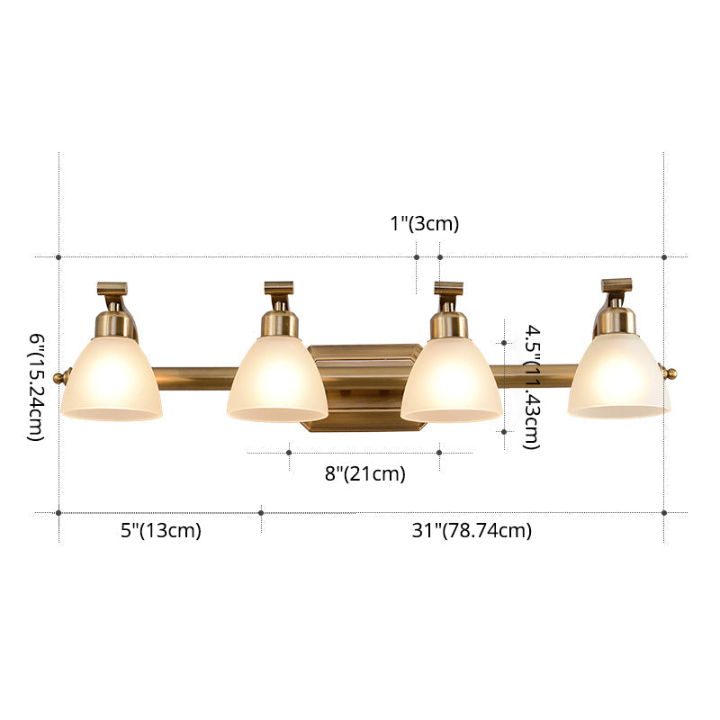 Frendorf | Amerikaanse LED Bad Vanity Verlichting Messing Badkamer Verlichting voor Makeup in Matte Glazen Schaduw