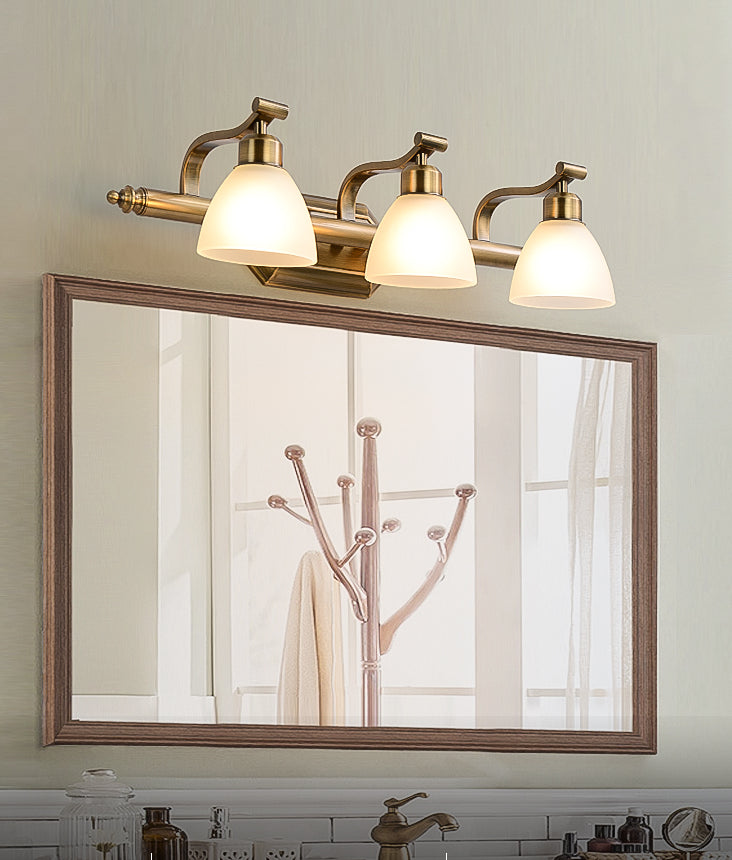 Frendorf | Amerikaanse LED Bad Vanity Verlichting Messing Badkamer Verlichting voor Makeup in Matte Glazen Schaduw