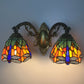 Tiffany Vanity Lampe 2 Lichter Dragonfly Vanity Wandleuchte mit Multi-Farben für Spiegelschrank