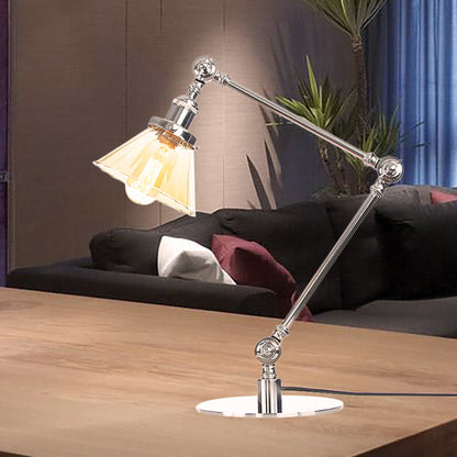 Kegel Klar/Amber Glas Tischlampe Lager Stilvolle 1 Licht Schwarz/Messing Tischbeleuchtung für das Arbeitszimmer