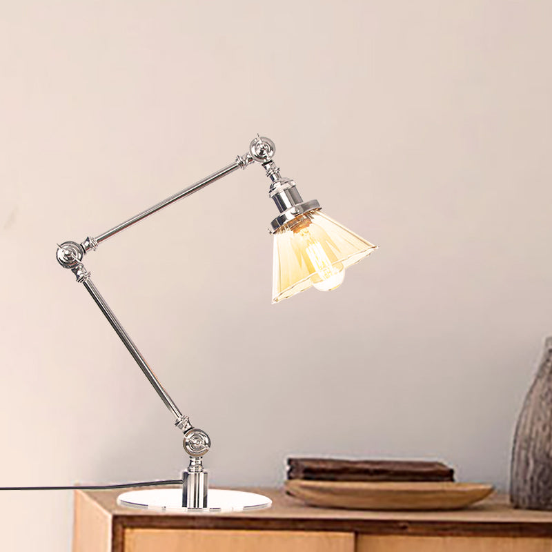 Kegel Klar/Amber Glas Tischlampe Lager Stilvolle 1 Licht Schwarz/Messing Tischbeleuchtung für das Arbeitszimmer