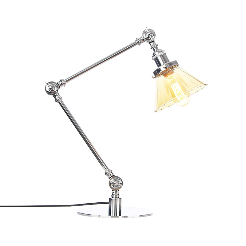 Kegel Klar/Amber Glas Tischlampe Lager Stilvolle 1 Licht Schwarz/Messing Tischbeleuchtung für das Arbeitszimmer