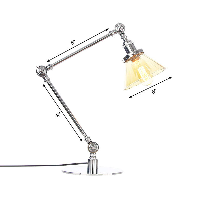 Kegel Klar/Amber Glas Tischlampe Lager Stilvolle 1 Licht Schwarz/Messing Tischbeleuchtung für das Arbeitszimmer