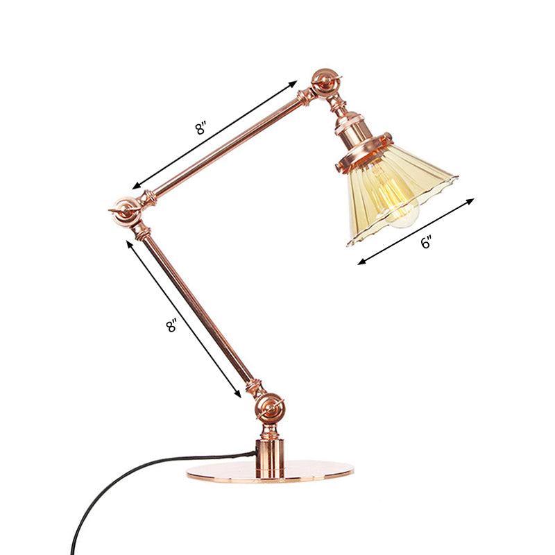 Kegel Klar/Amber Glas Tischlampe Lager Stilvolle 1 Licht Schwarz/Messing Tischbeleuchtung für das Arbeitszimmer