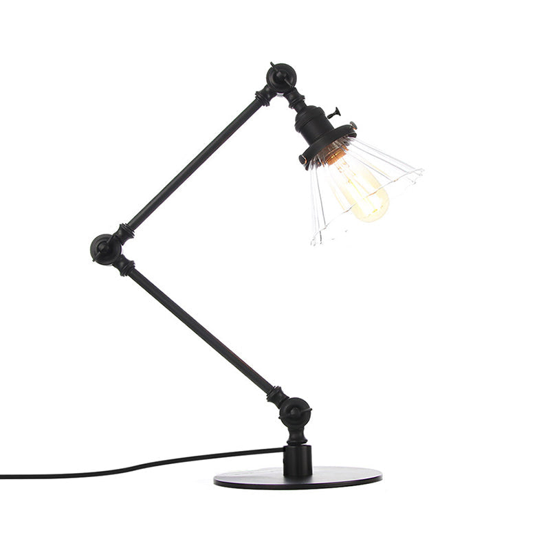 Kegel Klar/Amber Glas Tischlampe Lager Stilvolle 1 Licht Schwarz/Messing Tischbeleuchtung für das Arbeitszimmer