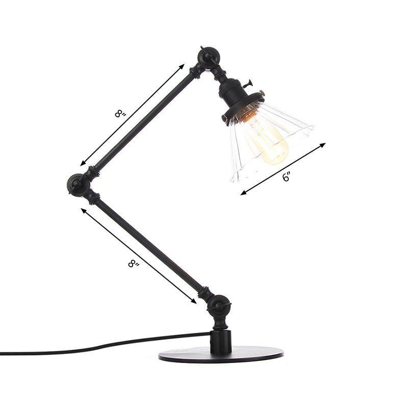 Kegel Klar/Amber Glas Tischlampe Lager Stilvolle 1 Licht Schwarz/Messing Tischbeleuchtung für das Arbeitszimmer