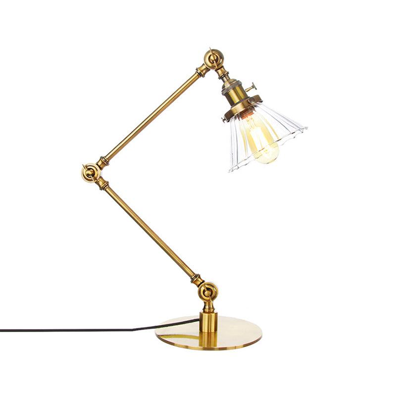 Kegel Klar/Amber Glas Tischlampe Lager Stilvolle 1 Licht Schwarz/Messing Tischbeleuchtung für das Arbeitszimmer