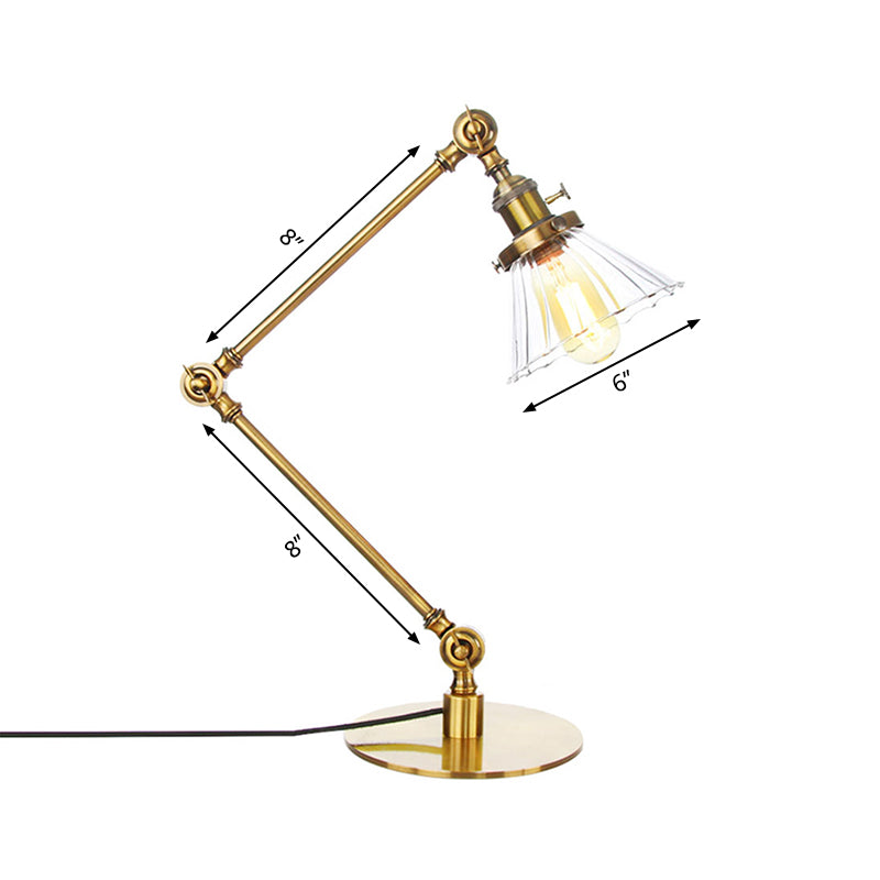 Kegel Klar/Amber Glas Tischlampe Lager Stilvolle 1 Licht Schwarz/Messing Tischbeleuchtung für das Arbeitszimmer