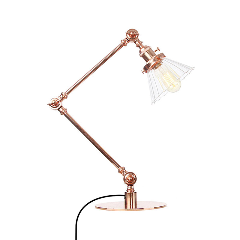 Kegel Klar/Amber Glas Tischlampe Lager Stilvolle 1 Licht Schwarz/Messing Tischbeleuchtung für das Arbeitszimmer
