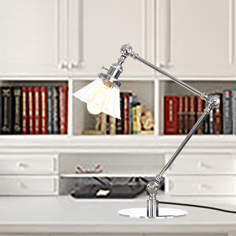 Kegel Klar/Amber Glas Tischlampe Lager Stilvolle 1 Licht Schwarz/Messing Tischbeleuchtung für das Arbeitszimmer